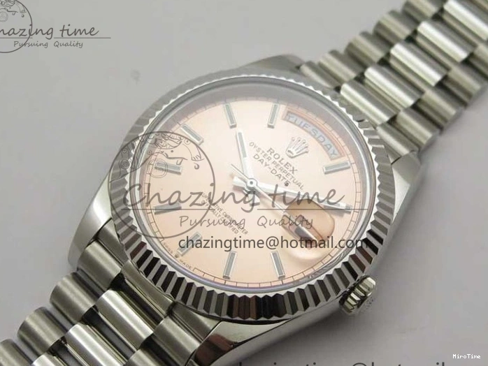 MiroTime 0111 Neat Day-Date 40mm 228239 BP New Dial Version 904 SS RG Stick Markers Dial on SS President Bracelet A 2819